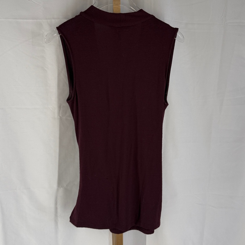 41 Hawthorn Benni Wrap Front Ruche Knit Tank Top Shirt - Wine Burgundy - Small - Picture 11 of 13